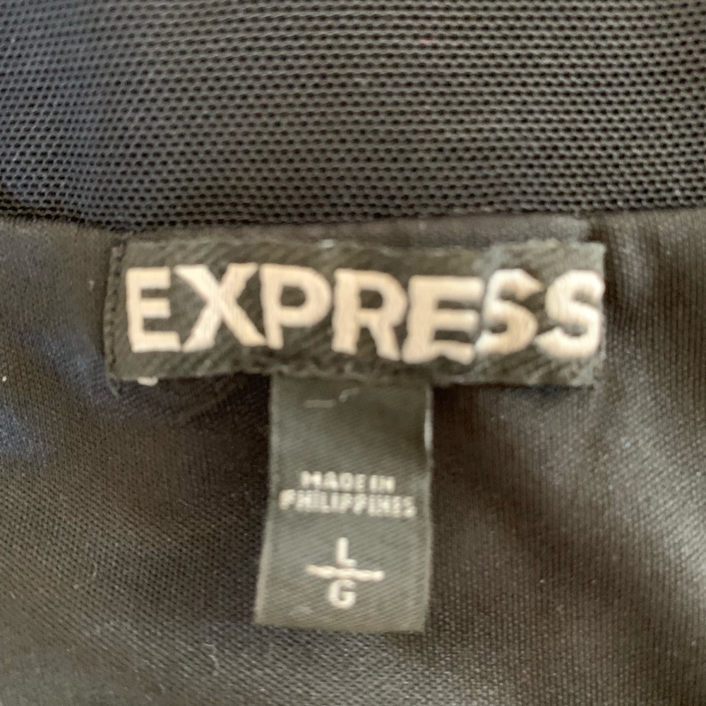 Express, Blk Long Sleeved Dress, Part Sheer Top L - Picture 3 of 4